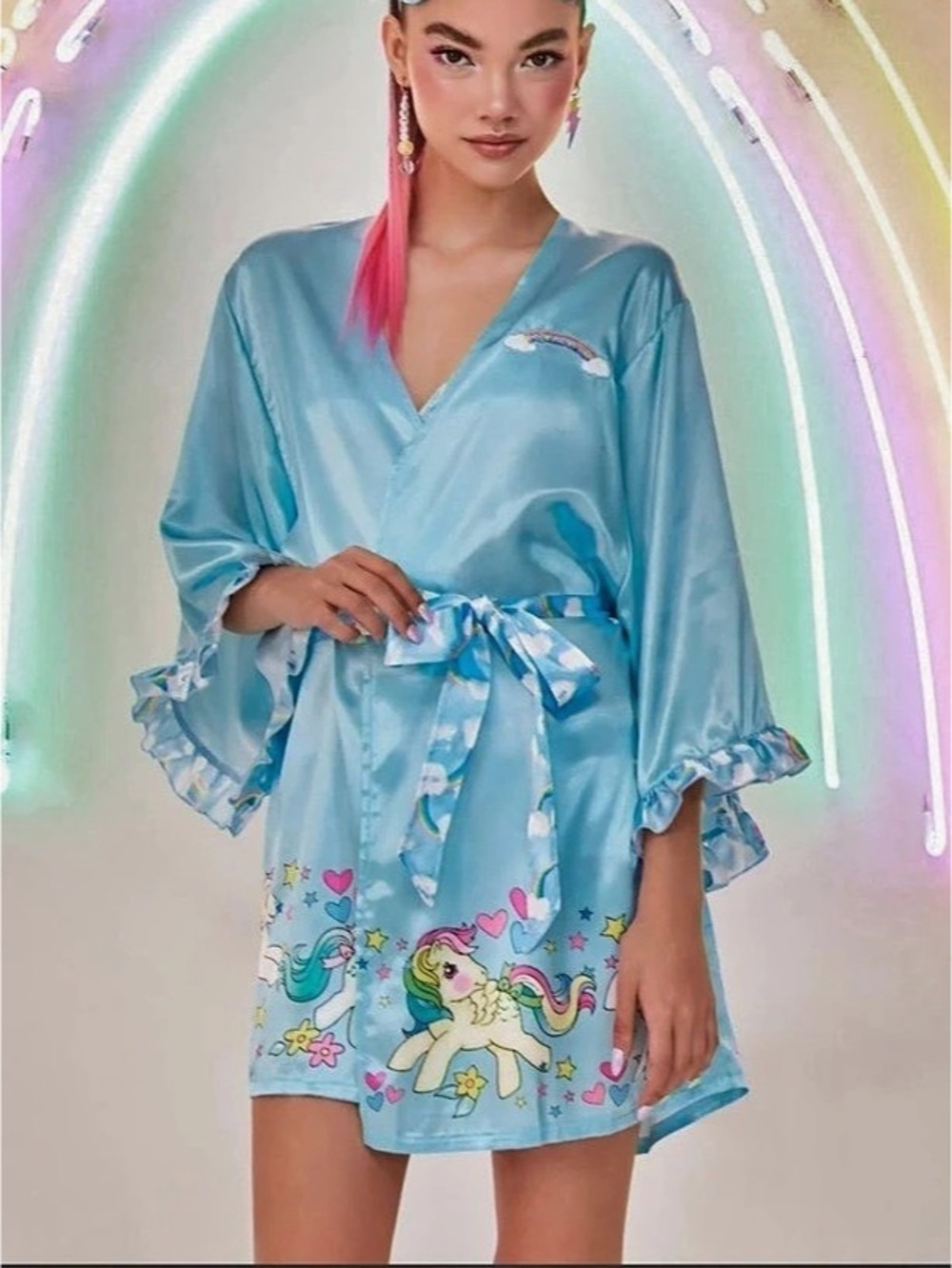 Dolls Kill My Little Pony Lullaby Land Blue Belted Robe Size Medium